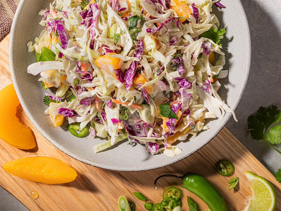 California Cling Peach Spiced Up Coleslaw