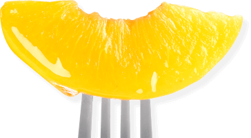 peach on a fork