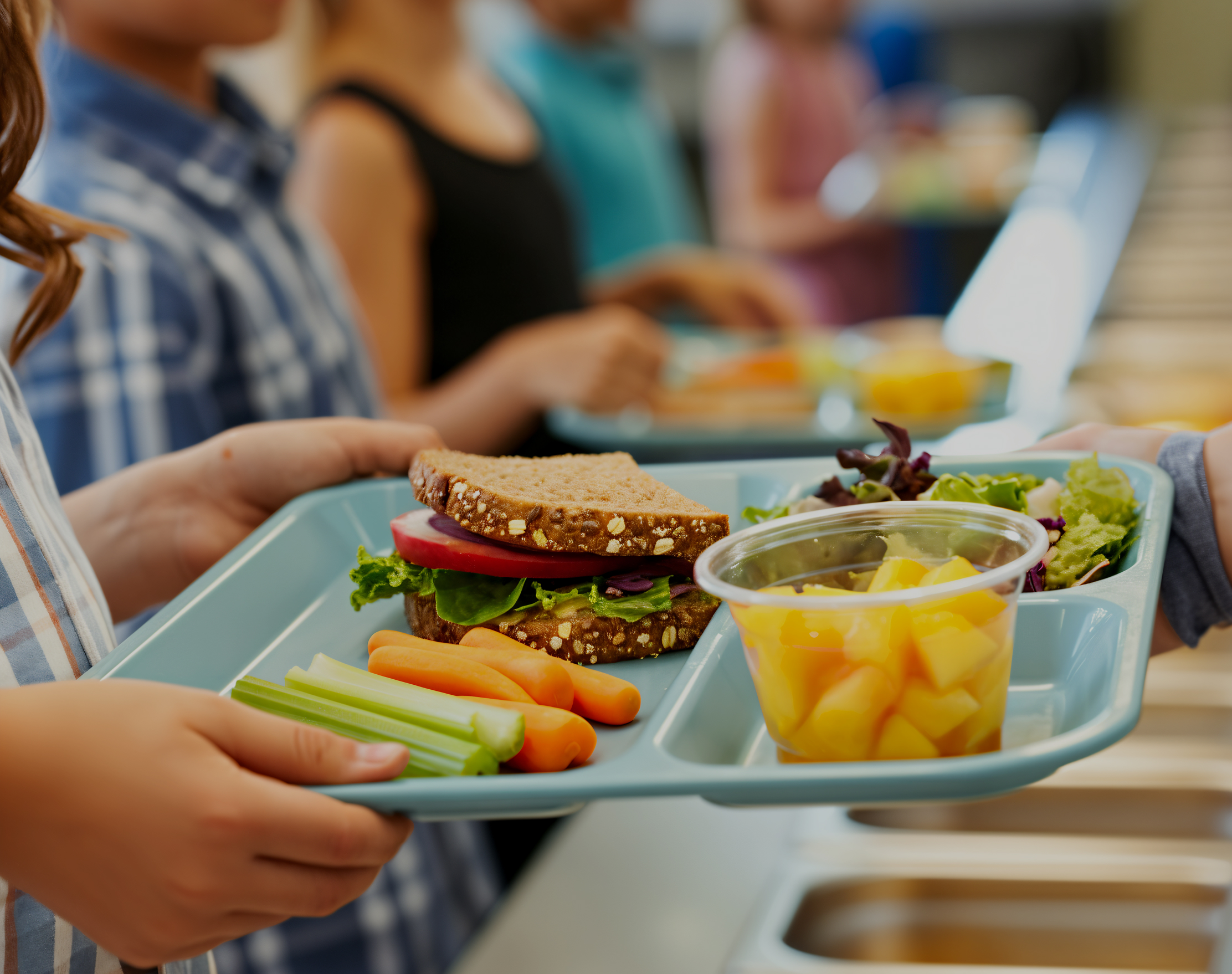 School meal with California cling peaches