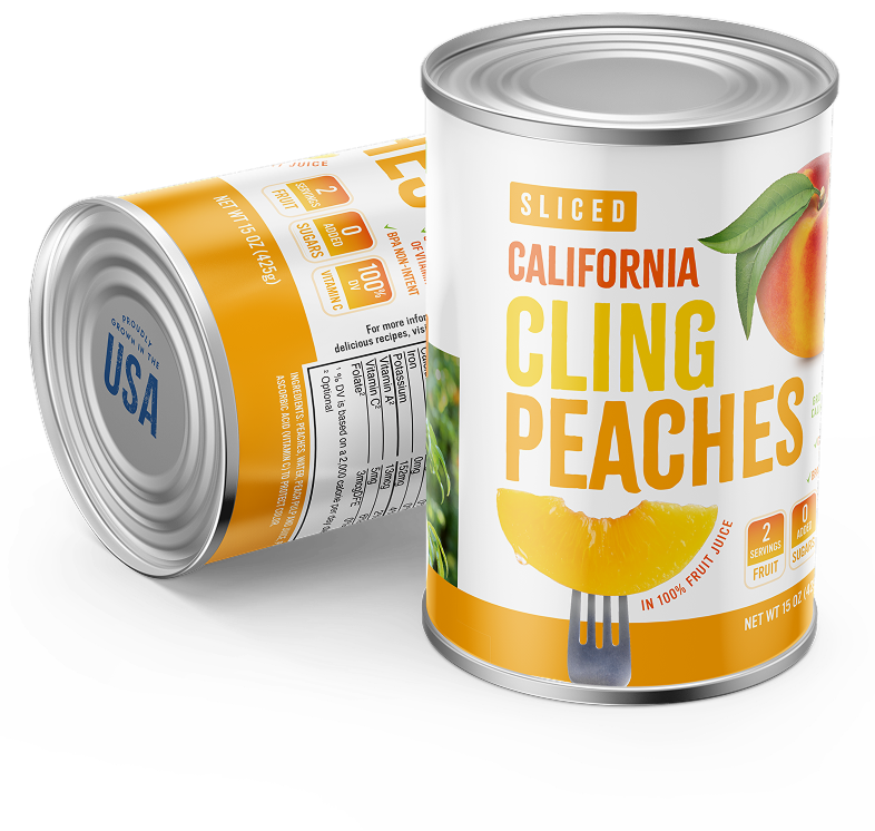 Two cans of California cling peaches