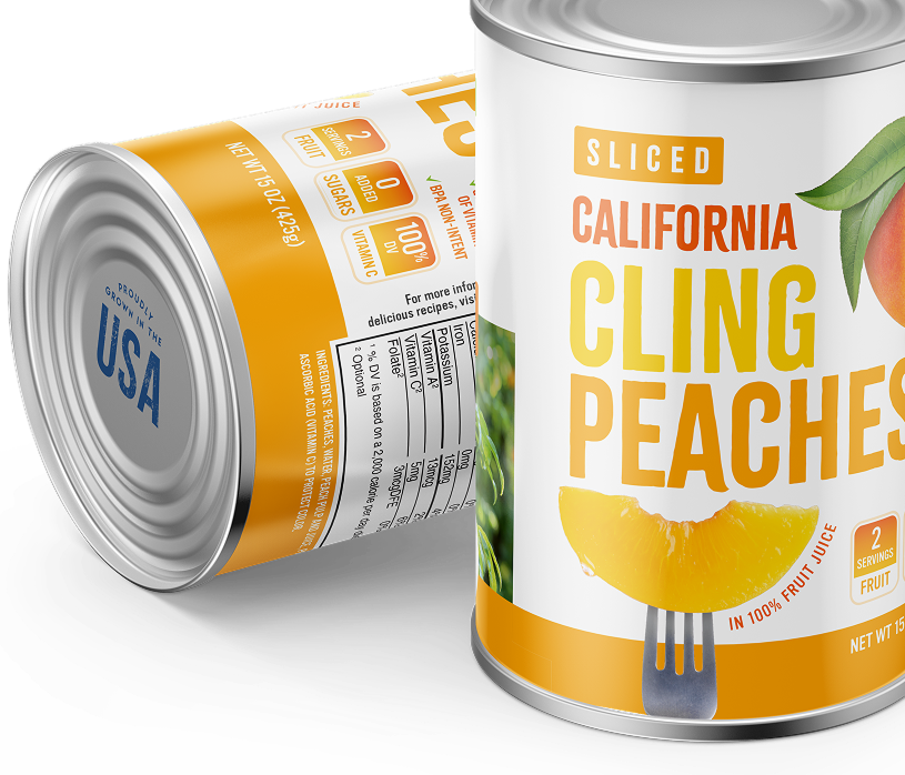 Two cans of California cling peaches