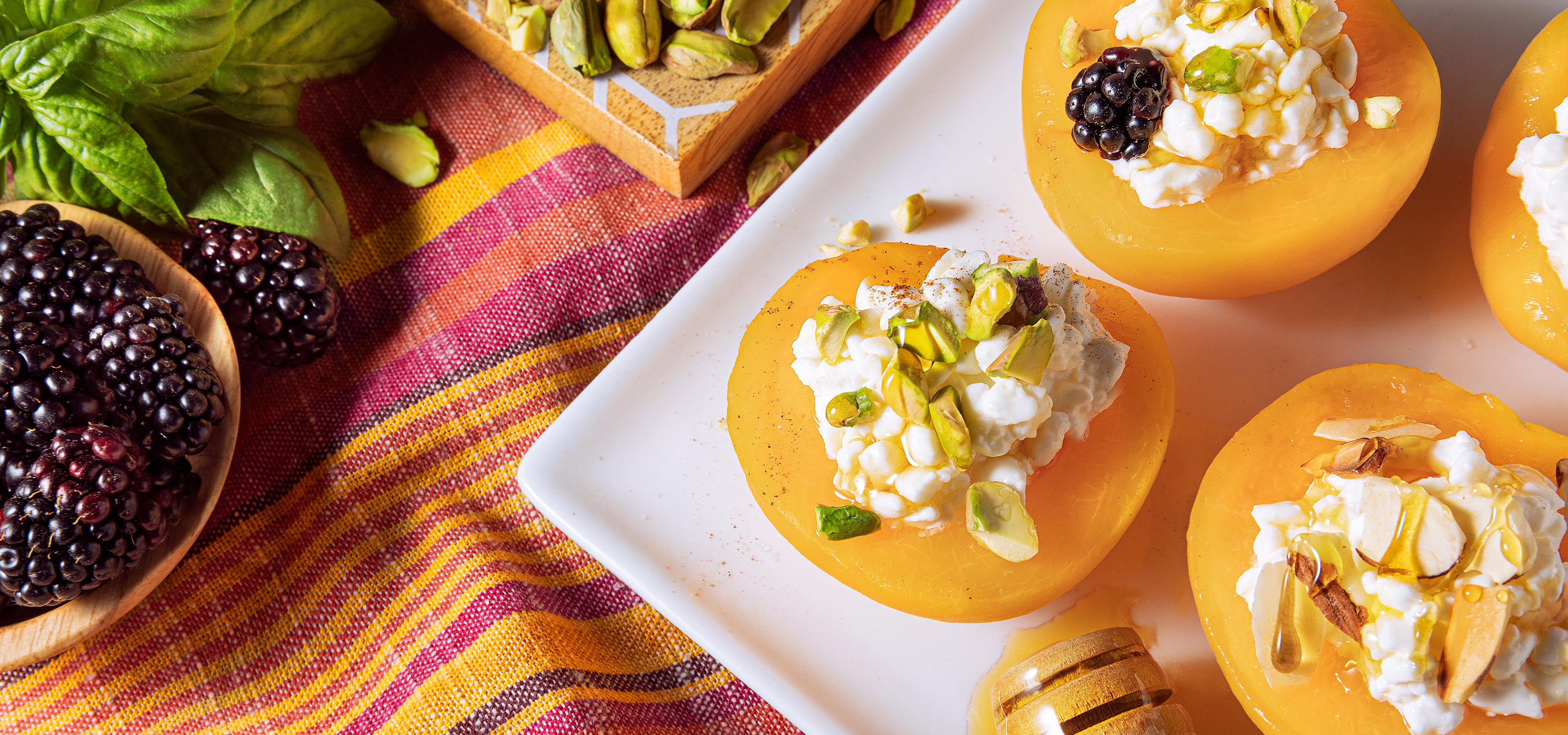 California Cling Peaches with Cottage Cheese & Honey Drizzle - California Cling Peaches