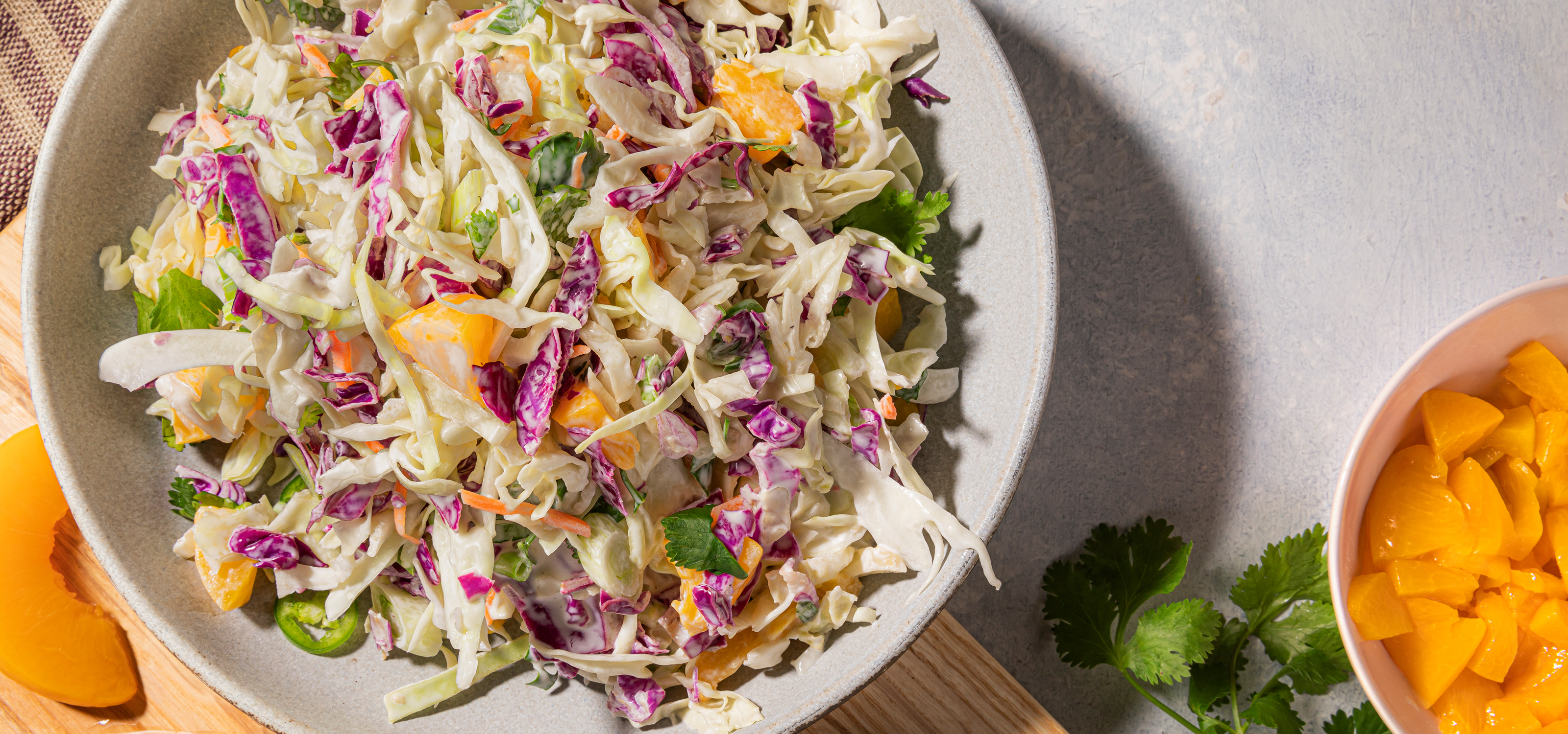 California Cling Peach Spiced Up Coleslaw - California Cling Peaches
