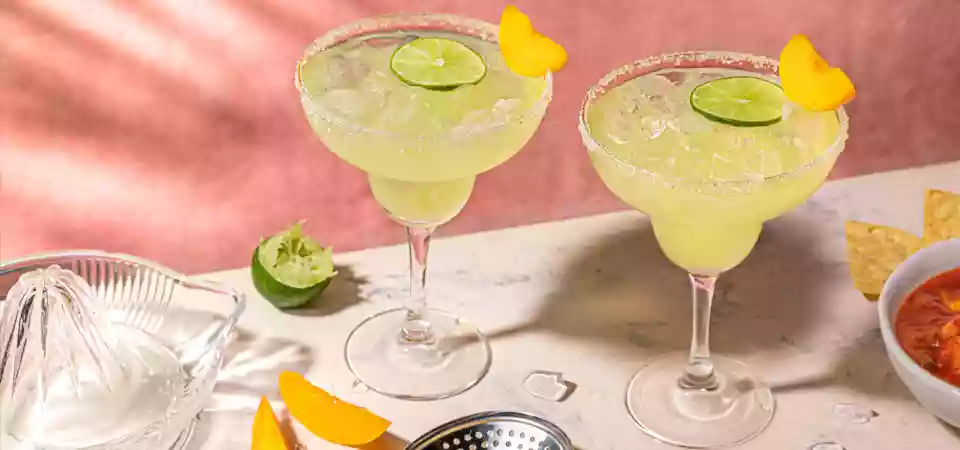 California Cling Peach Margaritas