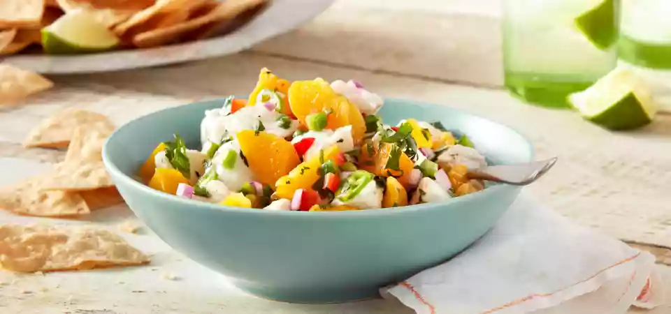 California Cling Peach & Tequila Ceviche